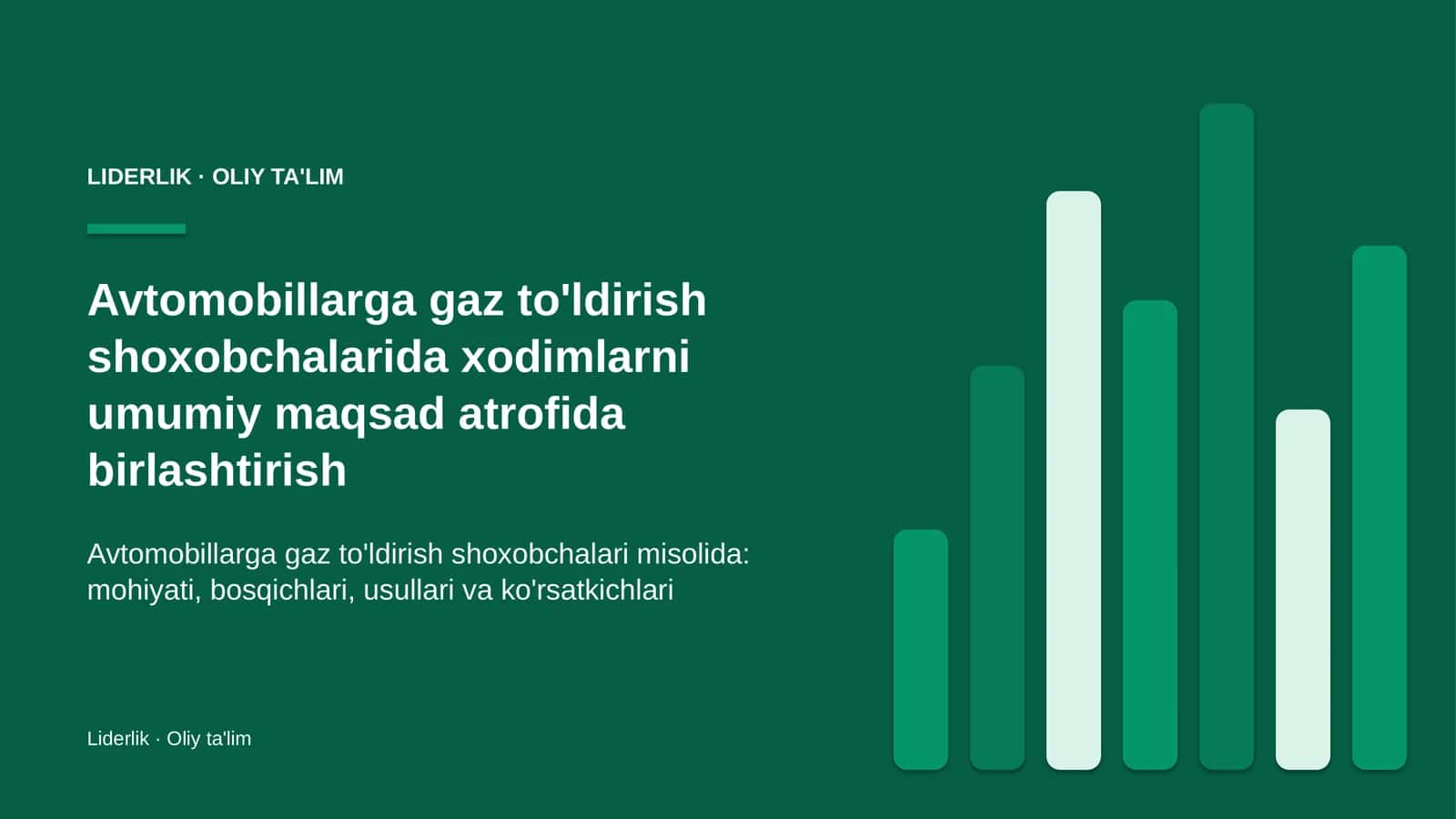 Avtomobillarga gaz to'ldirish shoxobchalarida xodimlarni umumiy maqsad atrofida birlashtirish 1