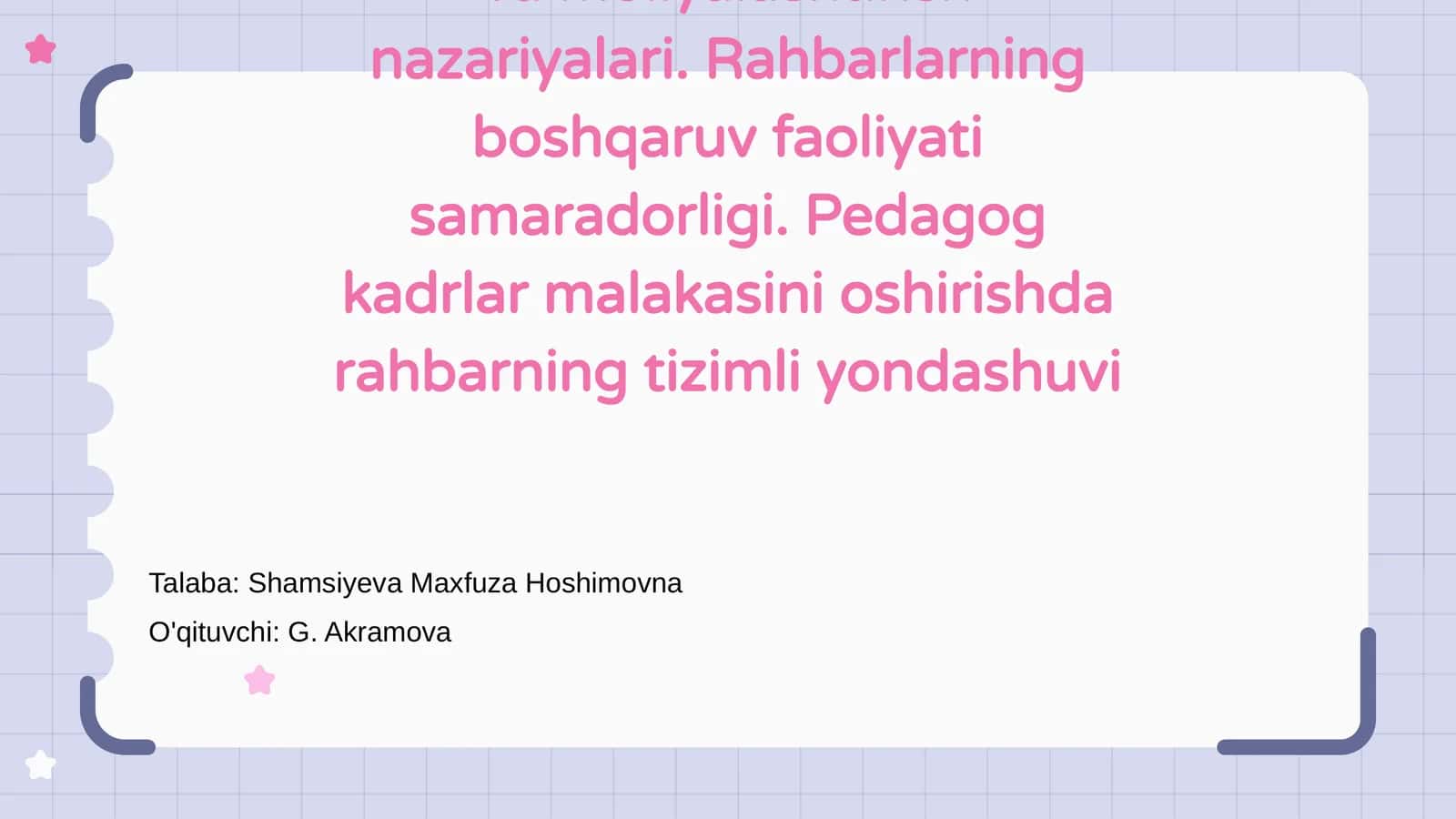 Motivatsiya va moliyalashtirish nazariyalari 1
