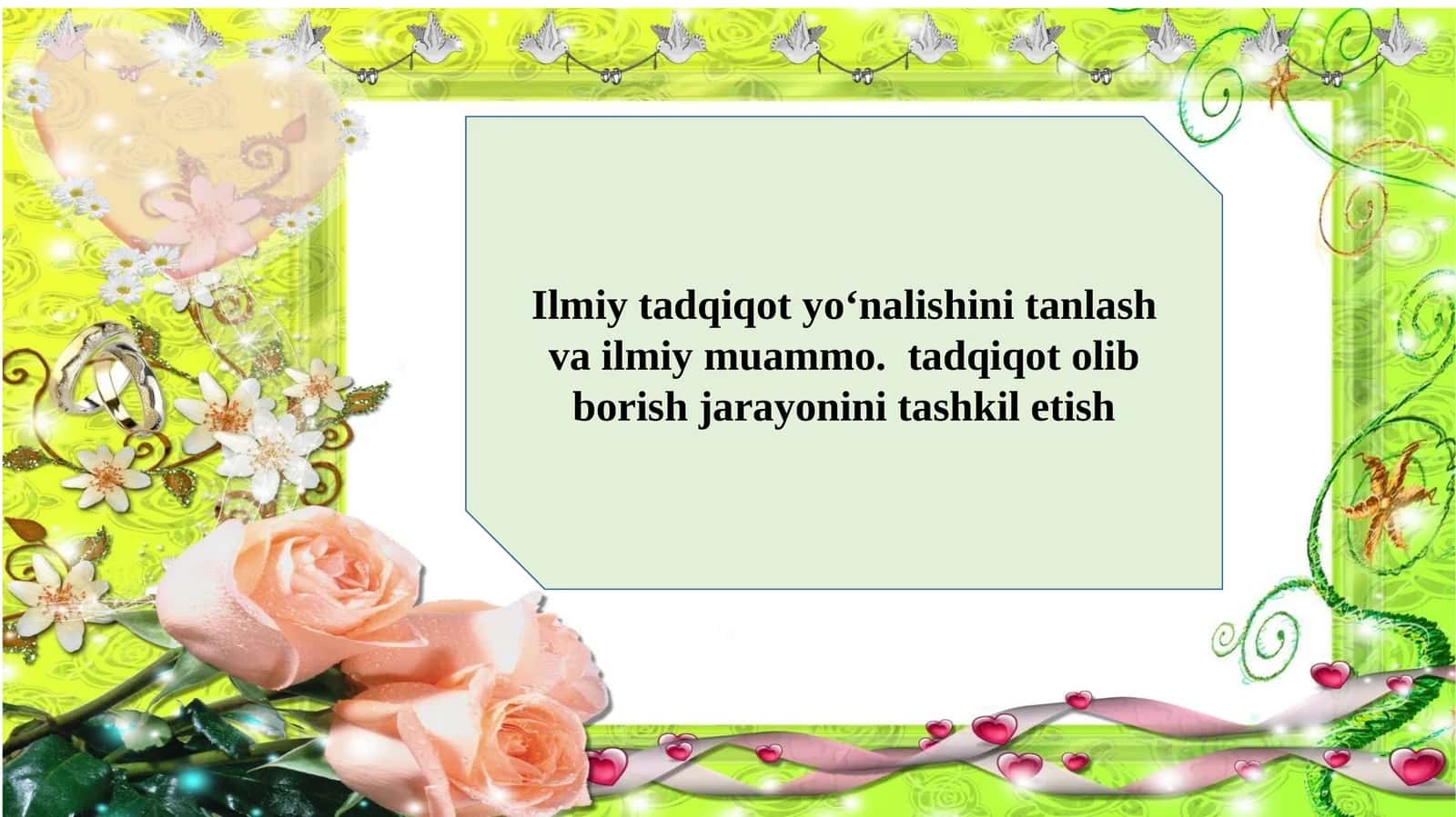 Ilmiy tadqiqot yo‘nalishini tanlash va ilmiy muammo.  tadqiqot olib borish jarayonini tashkil etish 1