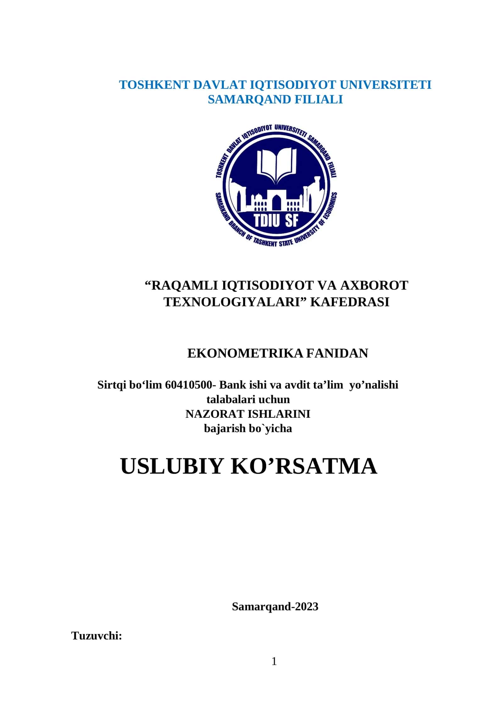 Raqamli iqtisodiyot va axborot texnologiyalari 1