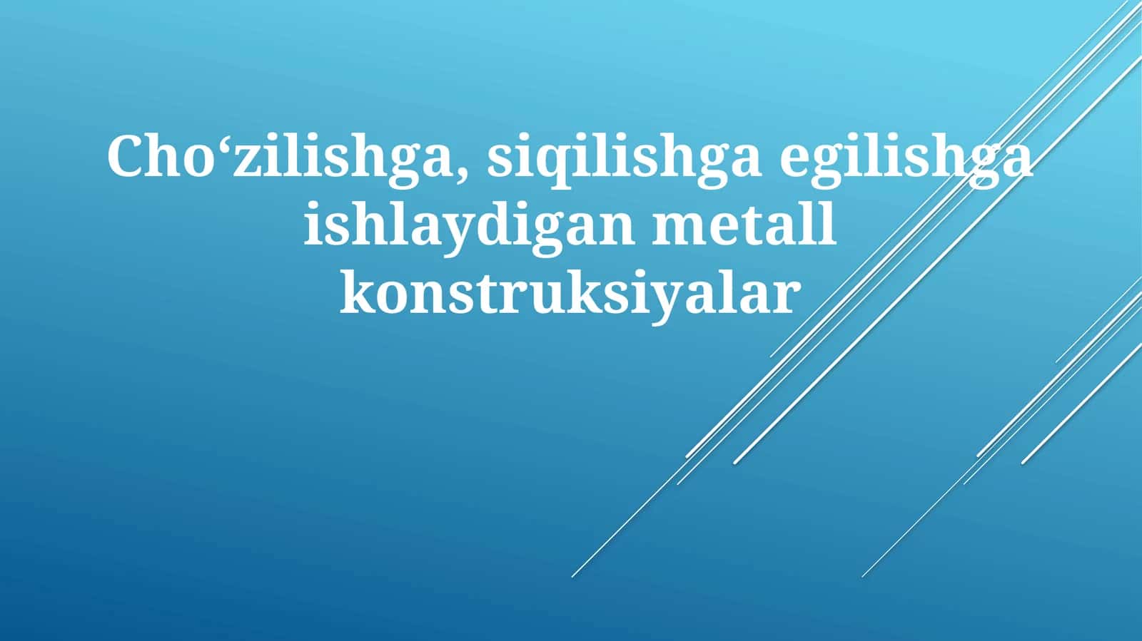 Metallarning Mexanik Xossalari va Ularning Yük Ta'siriga Reaksiyasi 1