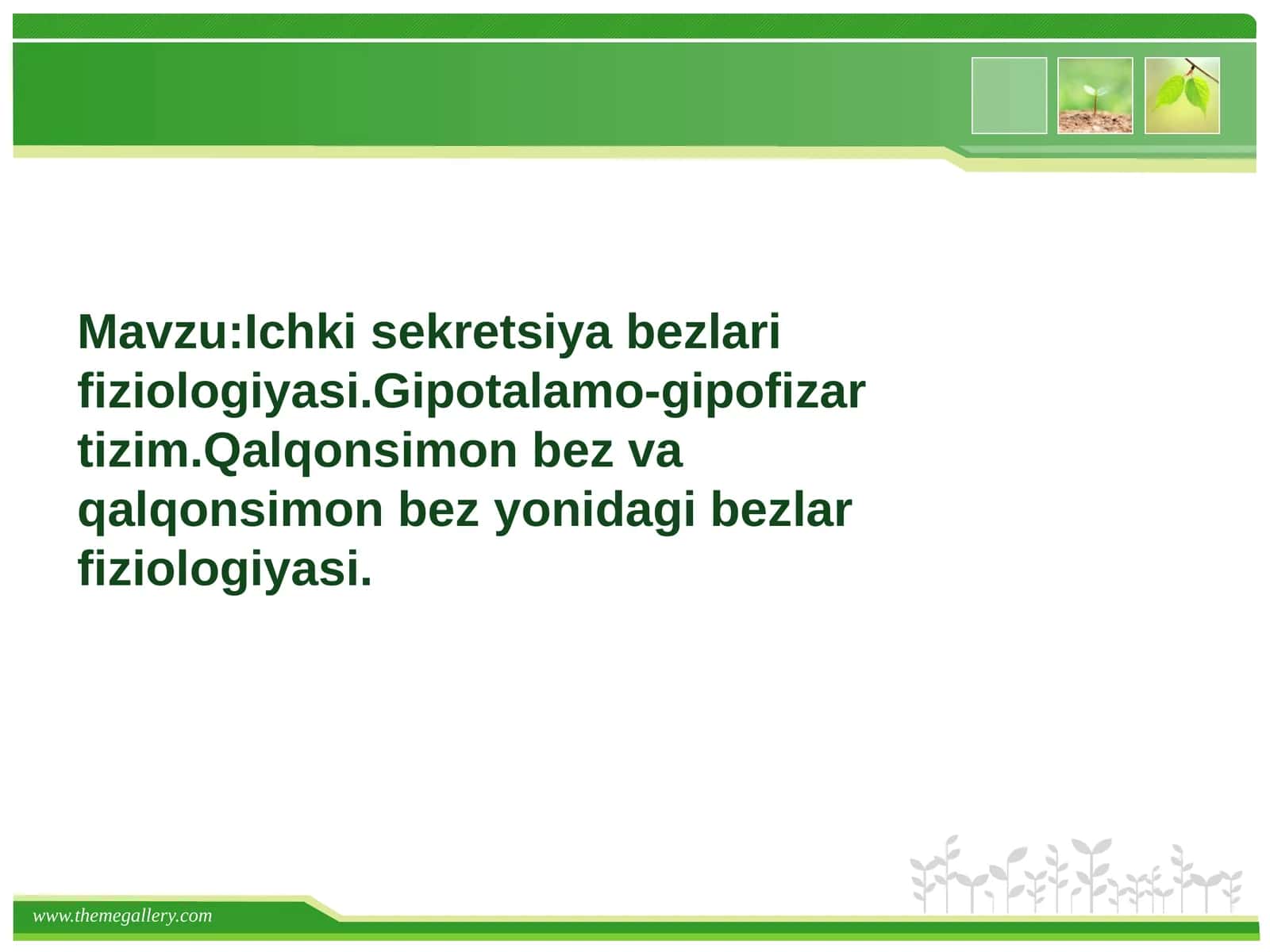 Ichkisekretsiyabezlarifiziologiyasi.Gipotalamo-gipofizartizim.Qalqonsimonbezvaqalqonsimonbezyonidagibezlarfiziologiyasi 1