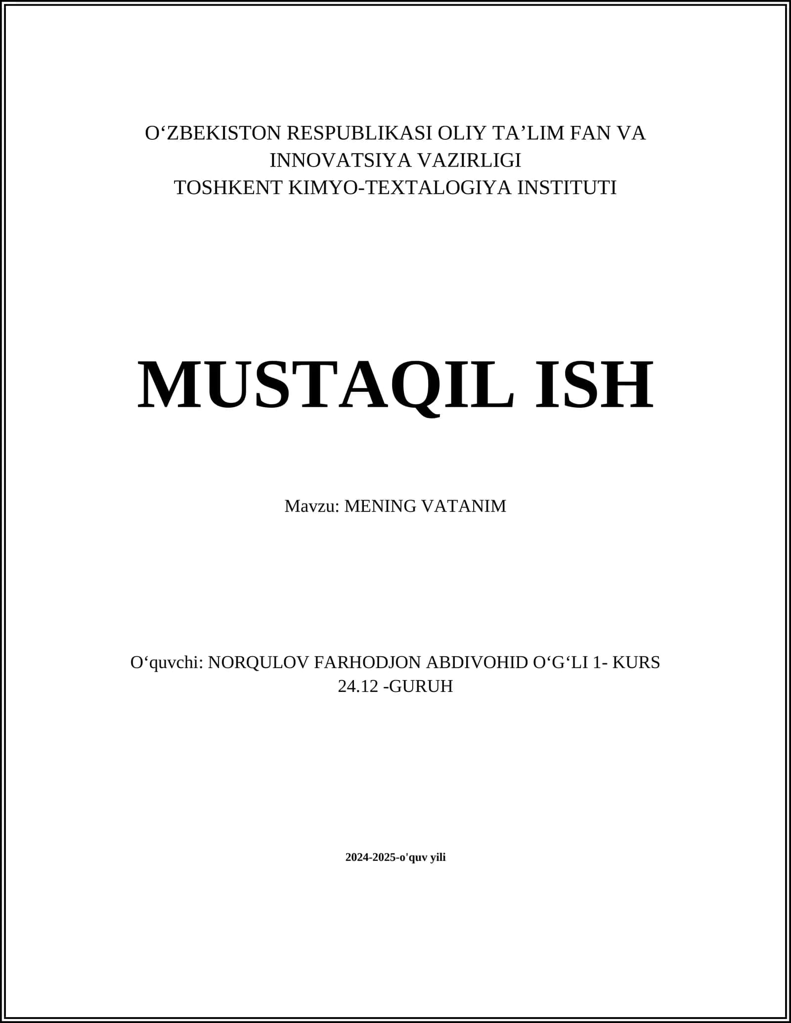 MENING VATANIM 1