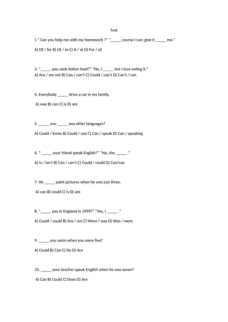 English Grammar Practice Questions 1