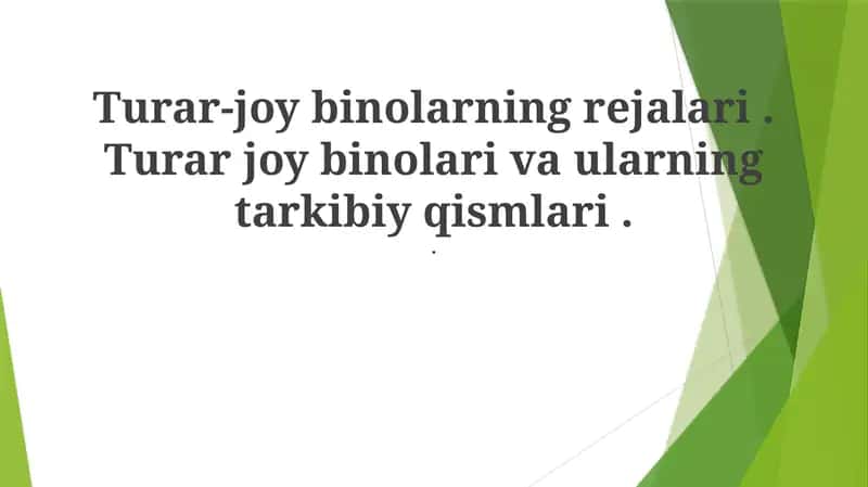 Turar-joy binolarning rejalari 1
