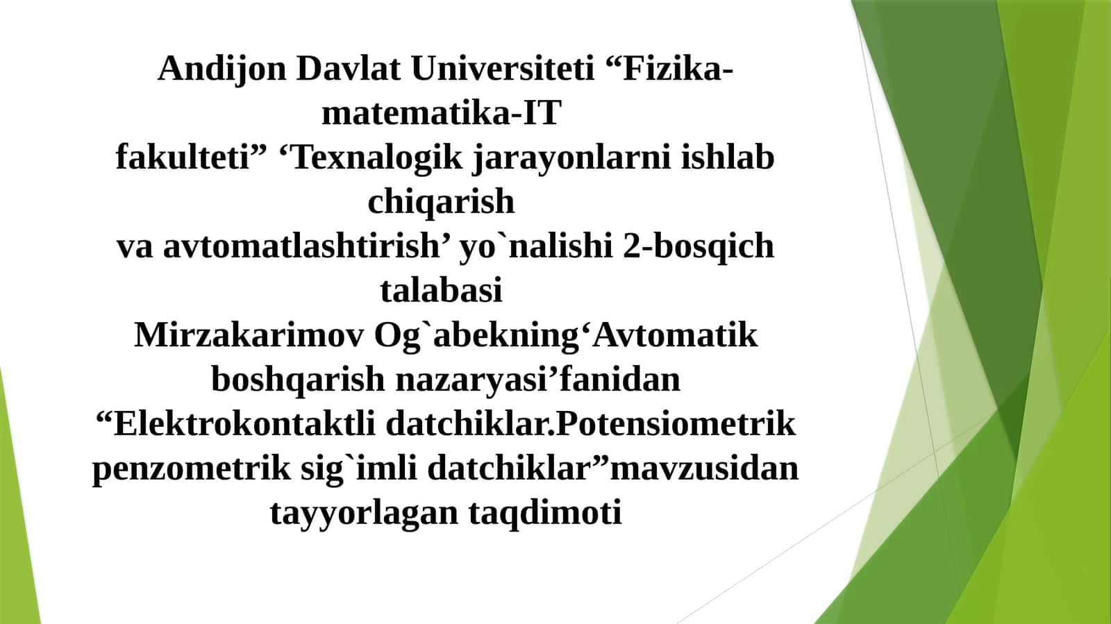 Elektrokontaktli datchiklar, potensiometrik va penzometrik sigimli datchiklar 1