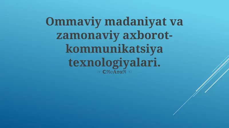 Axborot-kommunikatsiya texnologiyalari 1