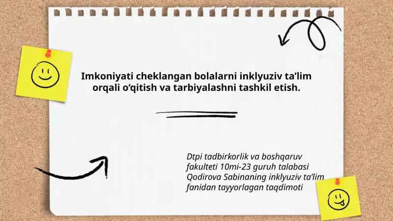 Qodirova Sabinaning inklyuziv taʼlim fanidan tayyorlagan taqdimoti 1