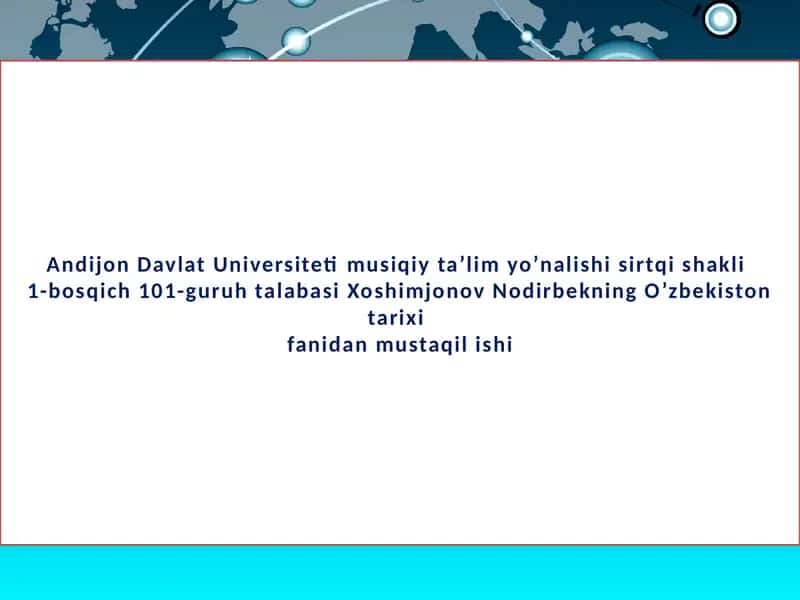 O‘zbekiston tarixi fanidan mustaqilishi 1