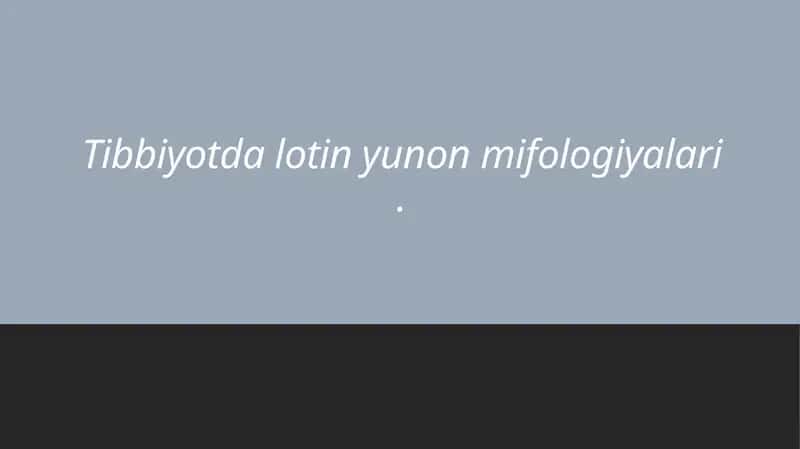 Yunon mifologiyasi Tibbiyotdagi siri 1