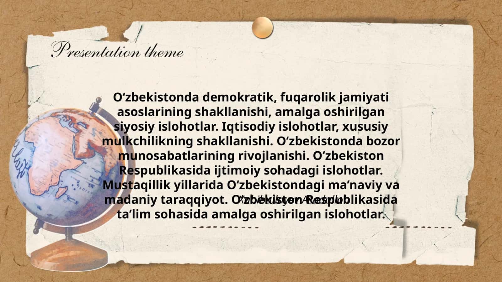 O‘zbekistonda demokratik, fuqarolik jamiyati asoslarining shakllanishi 1