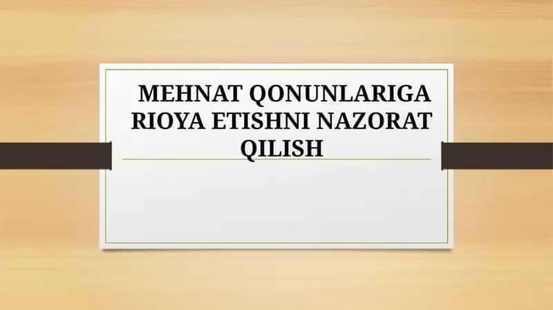 MEHNAT QONUNLARIGA RIOYA ETISHNI NAZORAT QILISH 1