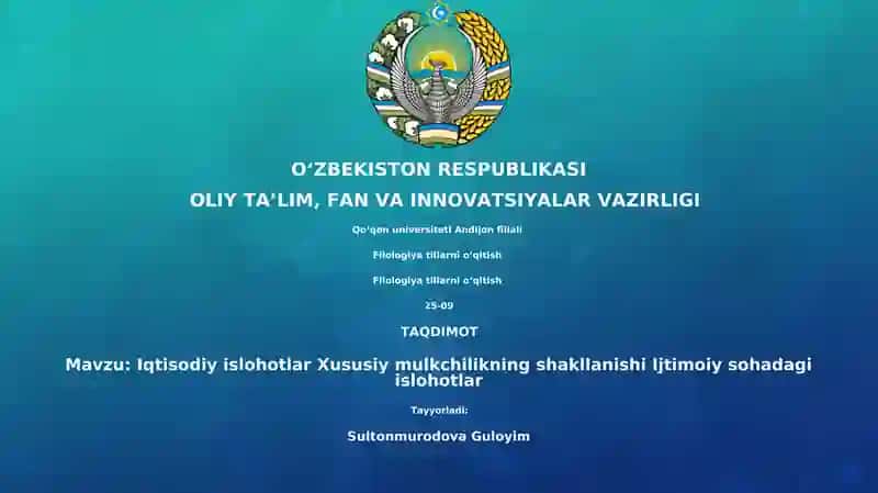 Iqtisodiy islohotlar va xususiy mulkning shakllanishi 1