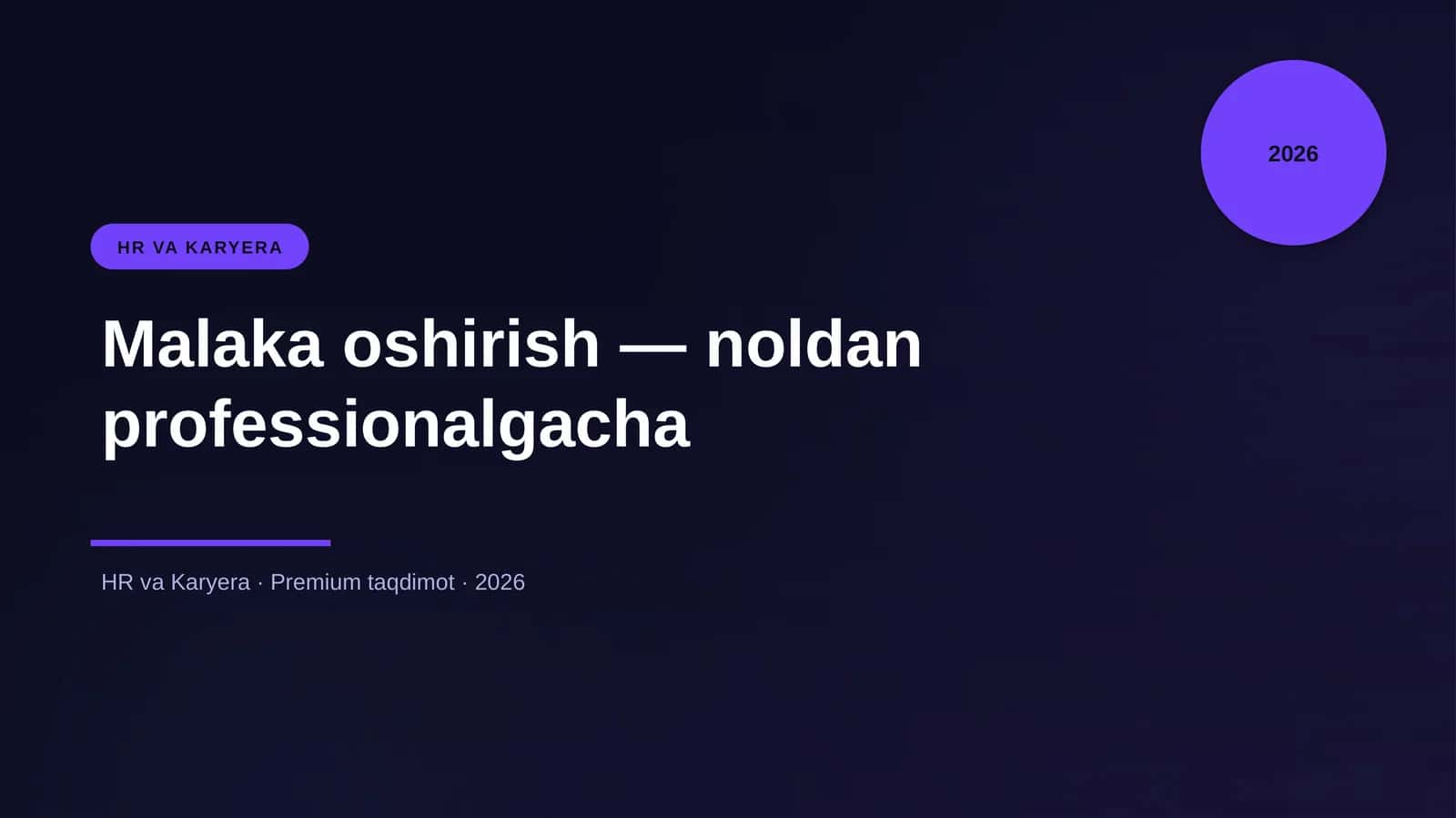 Malaka oshirish — noldan professionalgacha 1