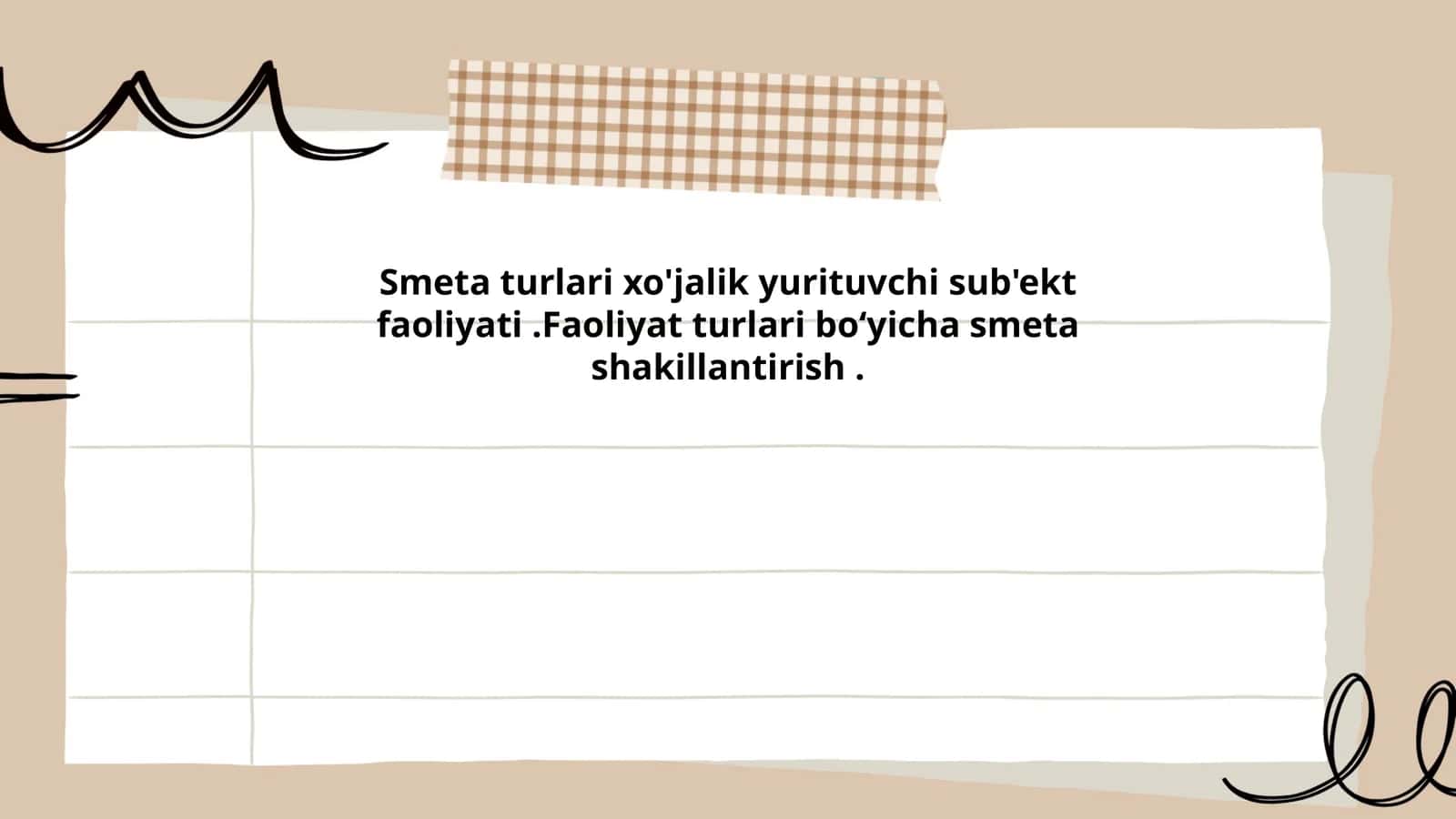 Smeta turlari xo'jalik yurituvchi sub'ekt faoliyati 1