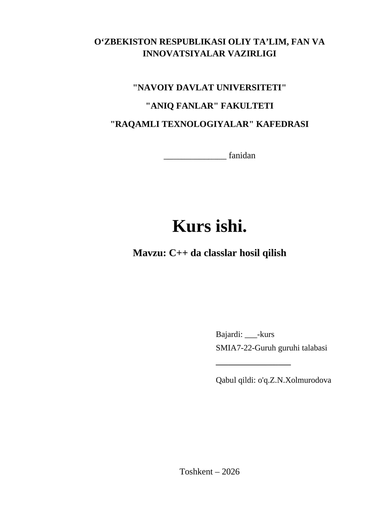 C++ da classlar hosil qilish 1