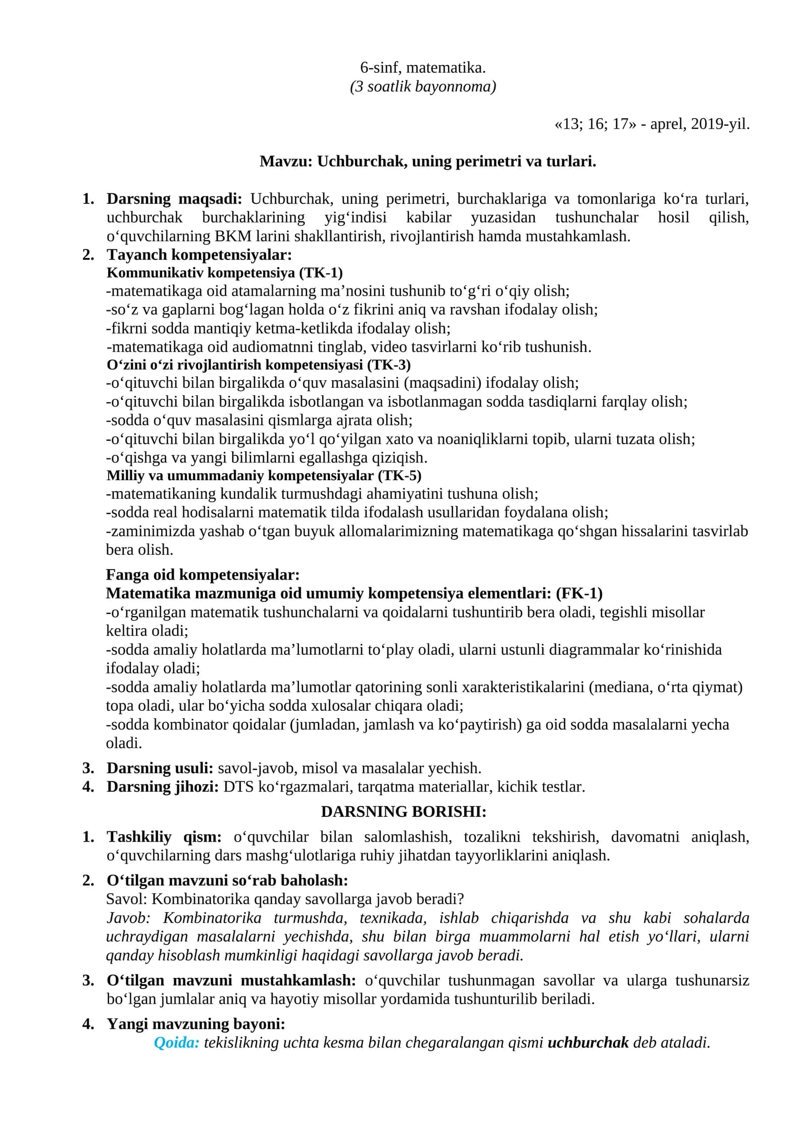 Uchburchak, uning perimetri va turlari 1