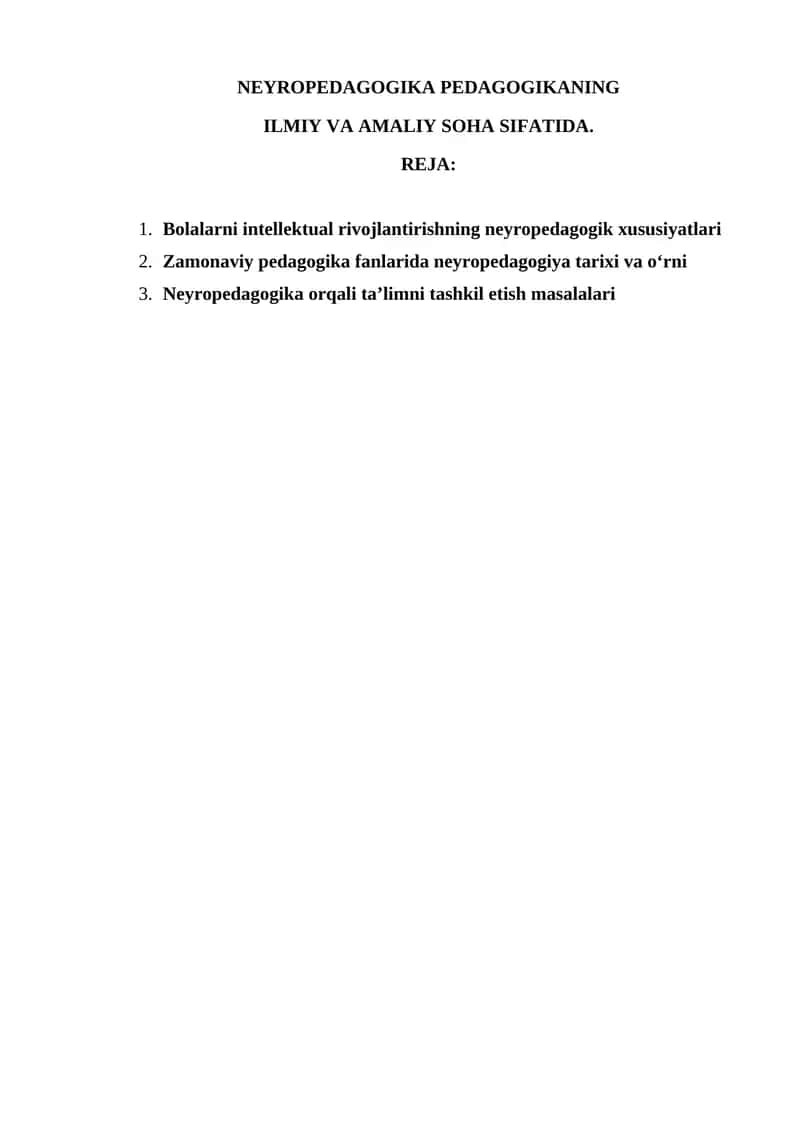 NEYROPEDAGOGIKA PEDAGOGIKANING 1