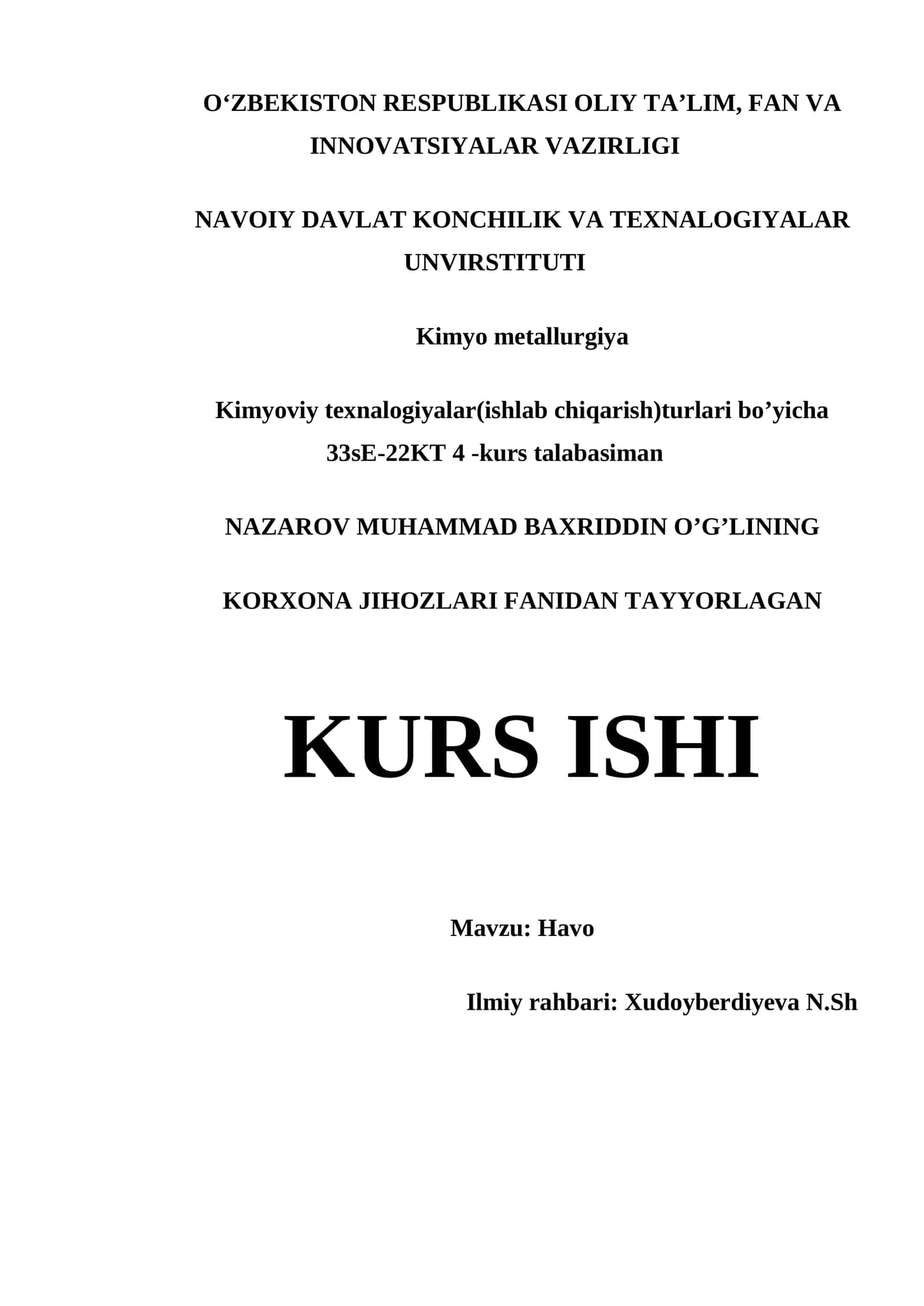 Kurs Ishi: Havo 1