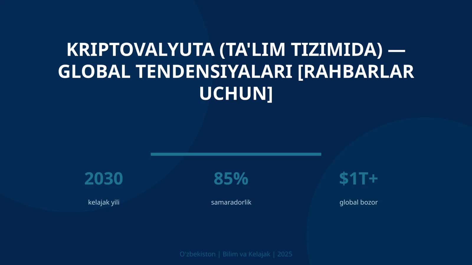 Kriptovalyuta (ta'lim tizimida) — global tendensiyalari [rahbarlar uchun] 1