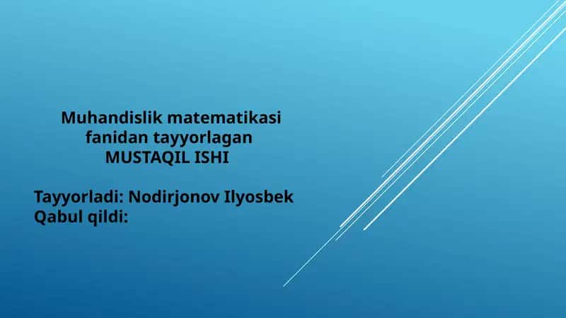 Muhandislik matematikasi fanidan 1