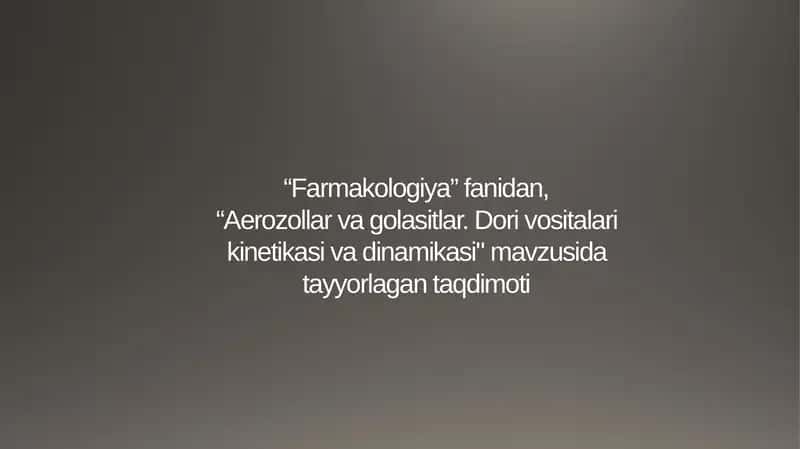 Aerozollar va Kolidollar 1
