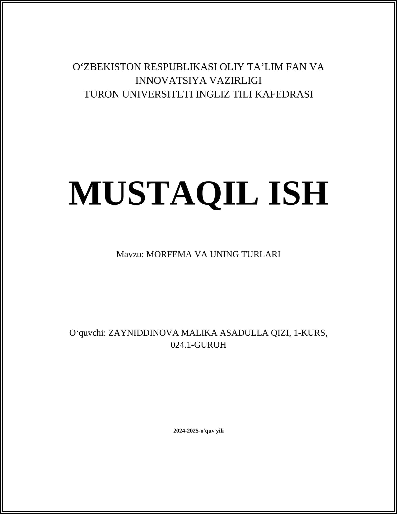 MORFEMA VA UNING TURLARI 1