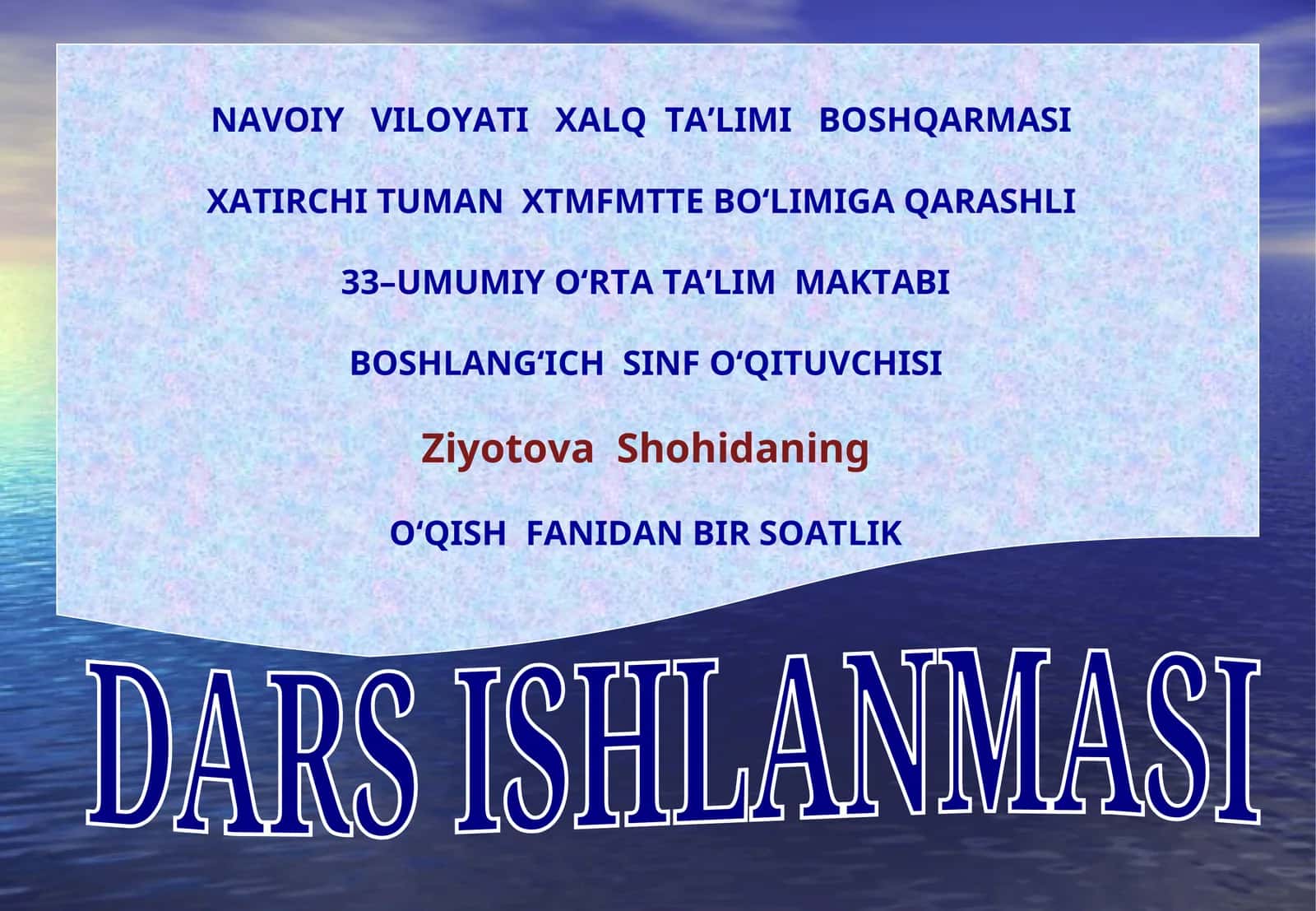 Ikki O'rtoq Darsning Maqsadi 1