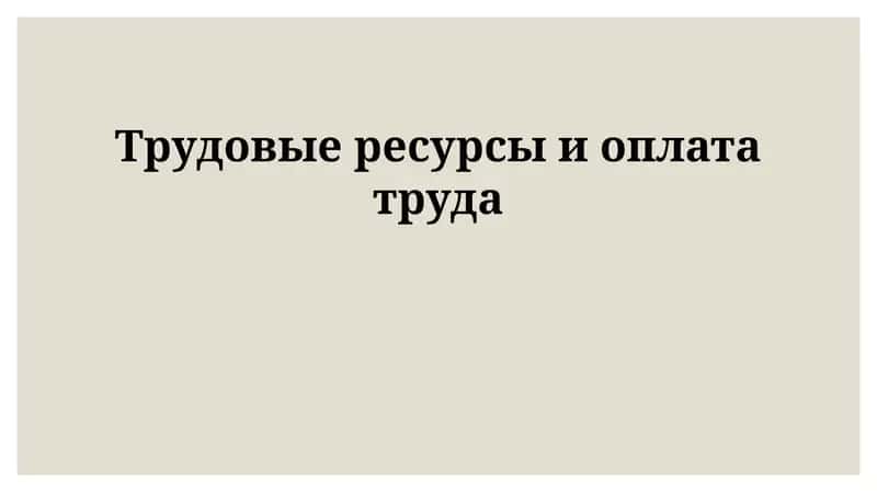 Трудовые ресурсы и оплата труда 1