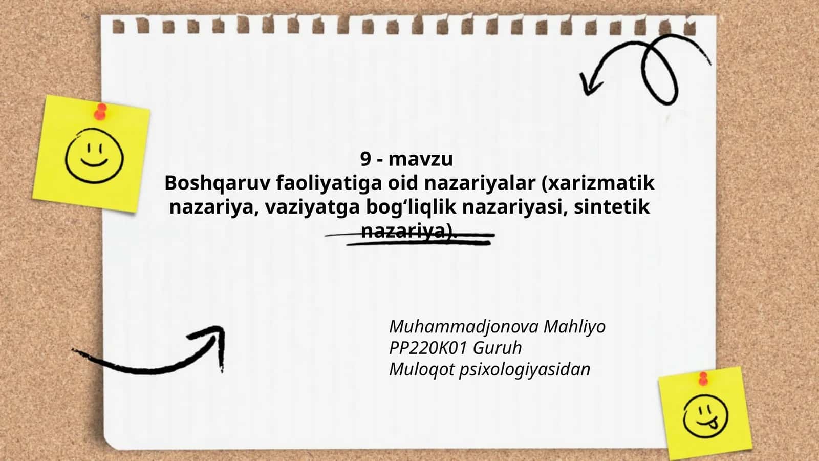 Boshqaruv Faoliyatiga oid Nazariyalar 1