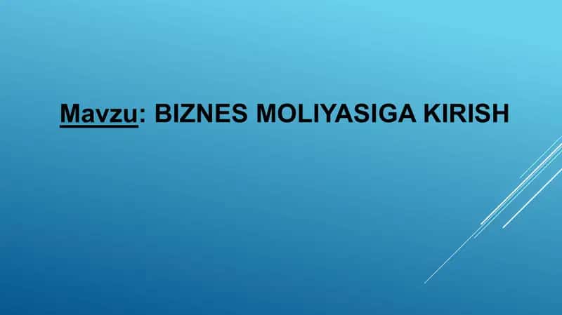 Biznes Moliyasi 1