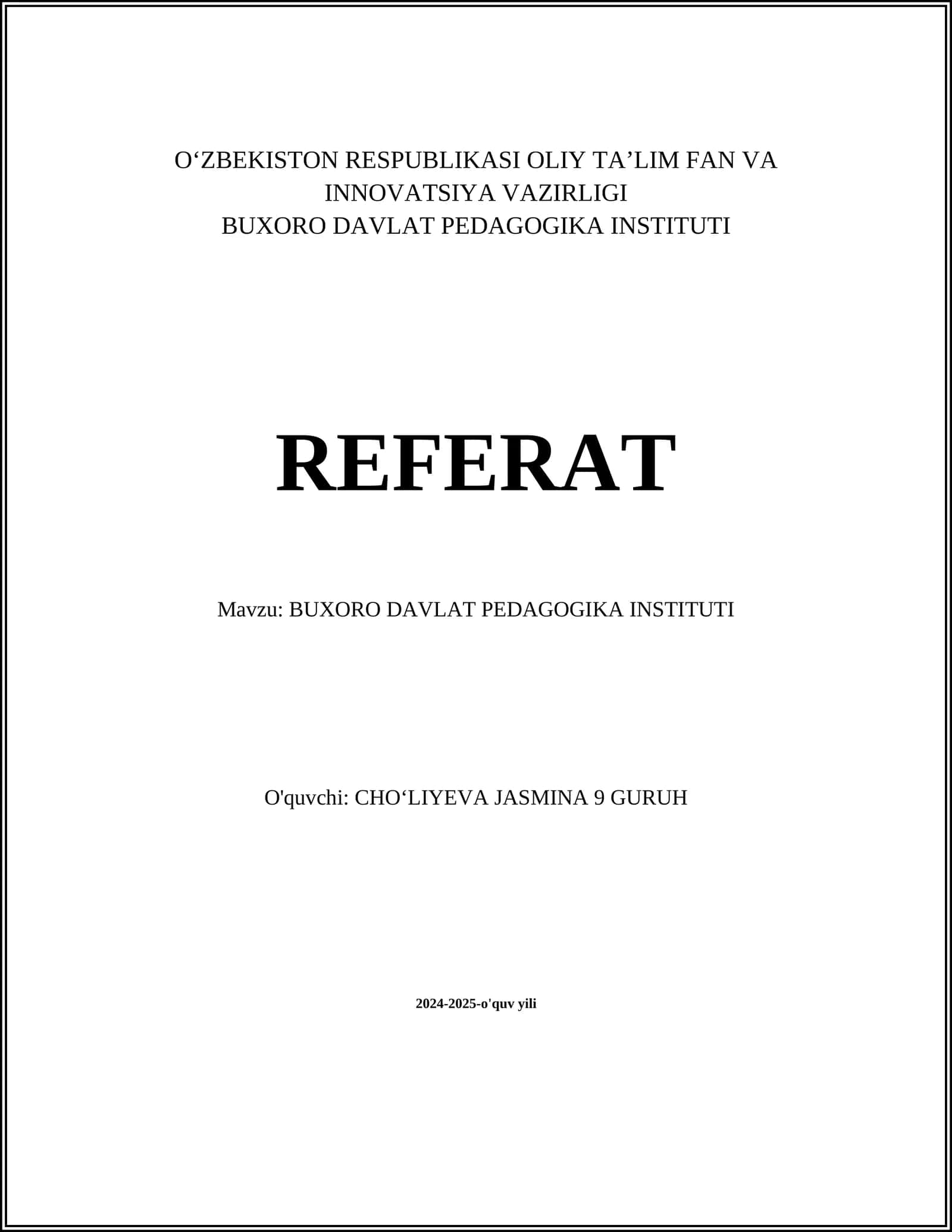 BUXORO DAVLAT PEDAGOGIKA INSTITUTI 1