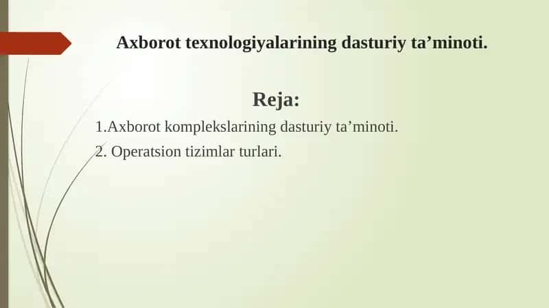Axborottexnologiyalarining dasturiy ta’minoti 1