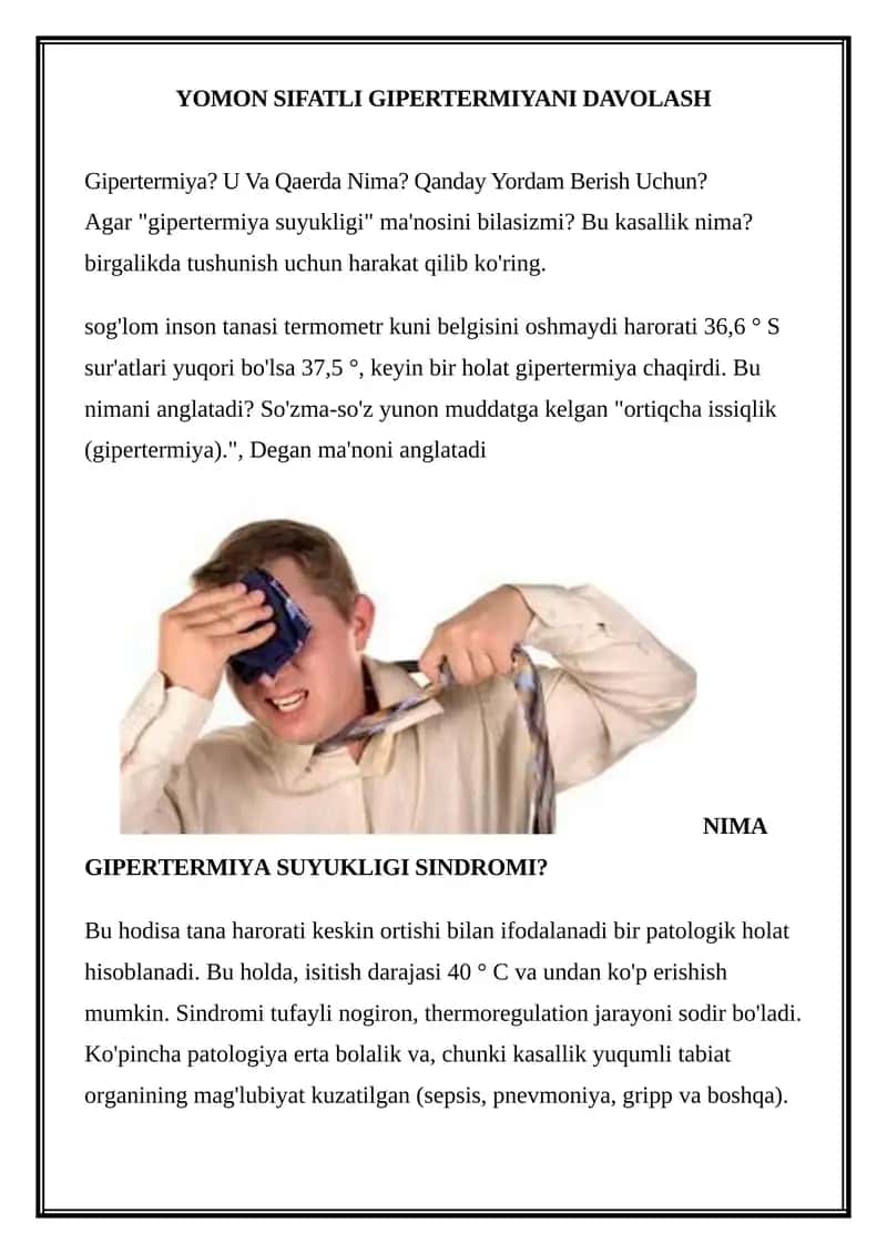 YOMON SIFATLI GIPERTERMIYANI DAVOLASH 1