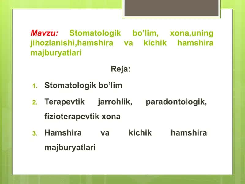 Stomatologik bo’lim 1