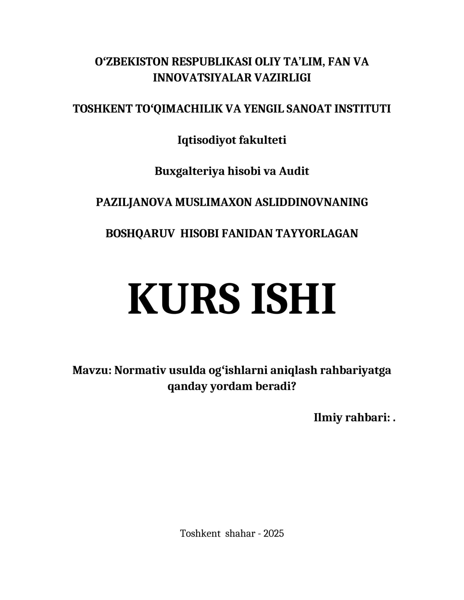 Normativ usulda ogʻishlarni aniqlash rahbariyatga qanday yordam beradi? 1