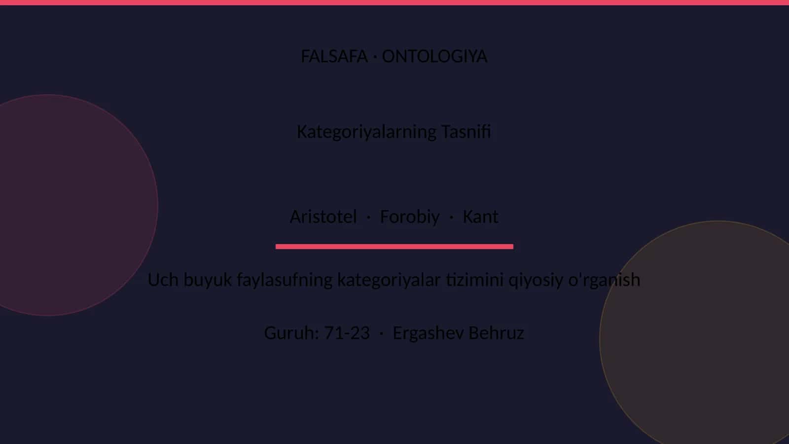 Kategoriyalarning Tasnifi 1