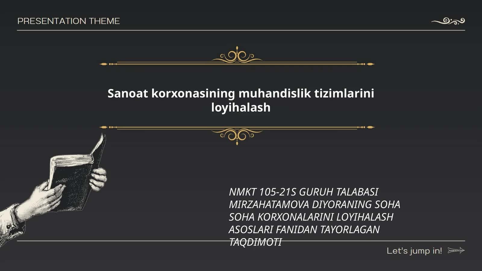 NMKT 105-21S GURUH TALABASI MIRZAHATAMOVA DIYORANING SOHA SOHA KORXONALARINI LOYIHALASH ASOSLARI FANIDAN TAYORLAGAN TAQDIMOTI 1