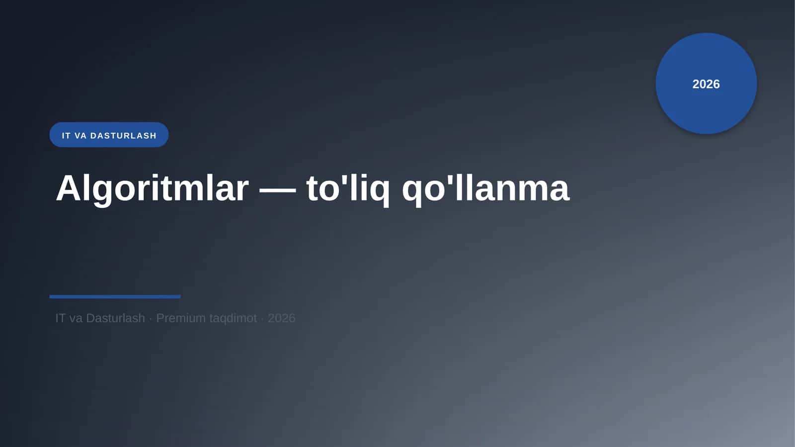 Algoritmlar — to'liq qo'llanma 1