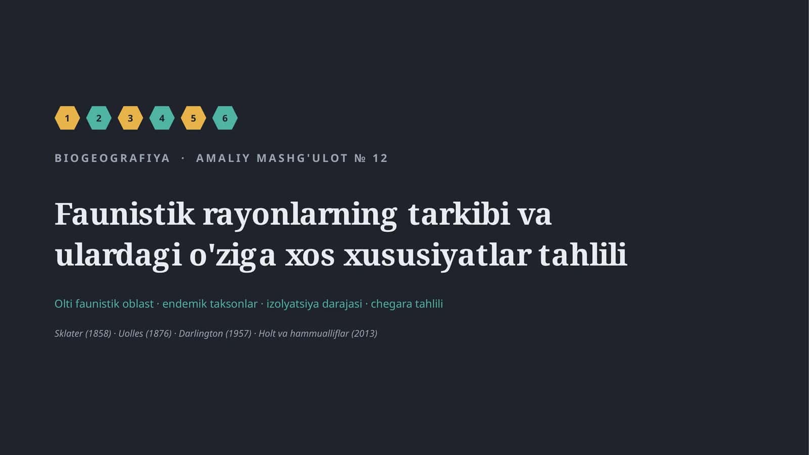 faunistik rayonlarning tarkibi va ularning oziga xos xususiyatlari tahlili 1