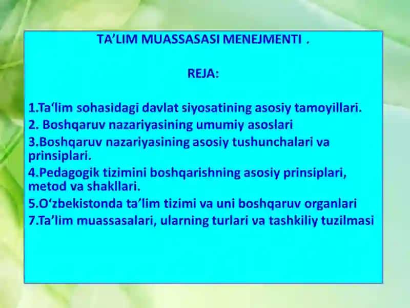 Ta’lim sohasidagi asosiy prinsiplar 1