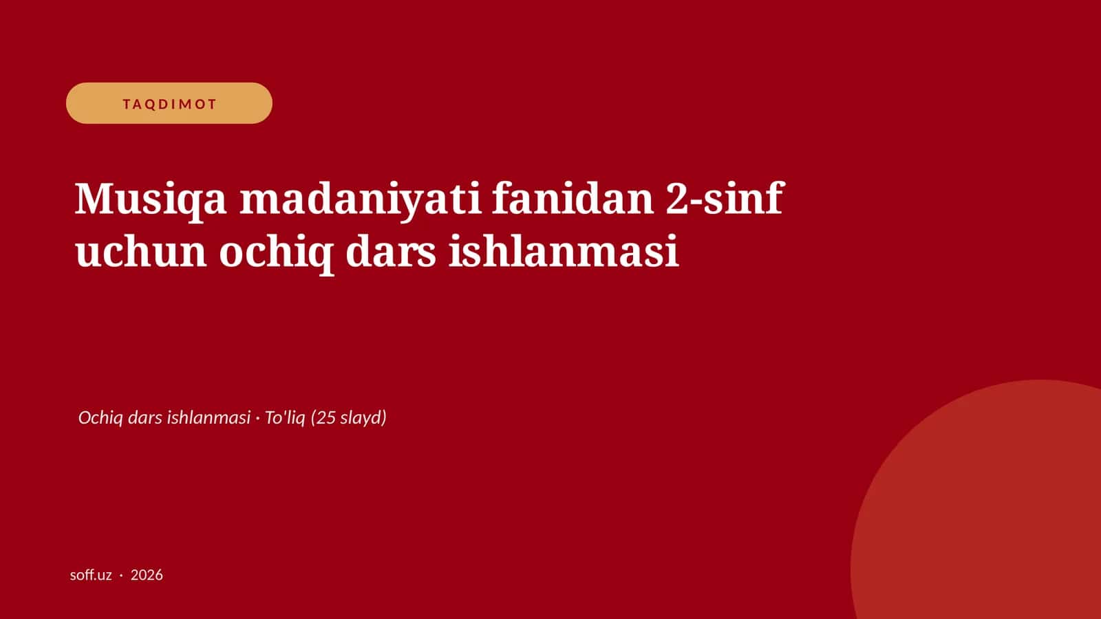 Musiqa madaniyati fanidan 2-sinf uchun ochiq dars ishlanmasi 1