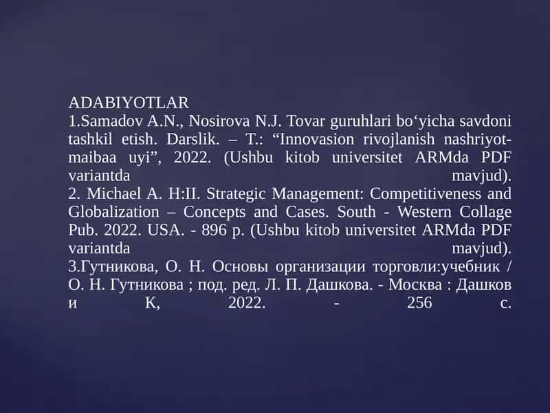savdo logistikasining xalqaro tizimlari 1