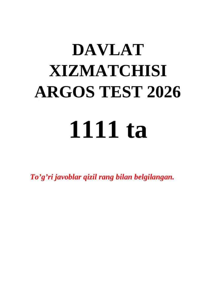 DAVLAT XIZMATCHISI ARGOS TEST 2026 1