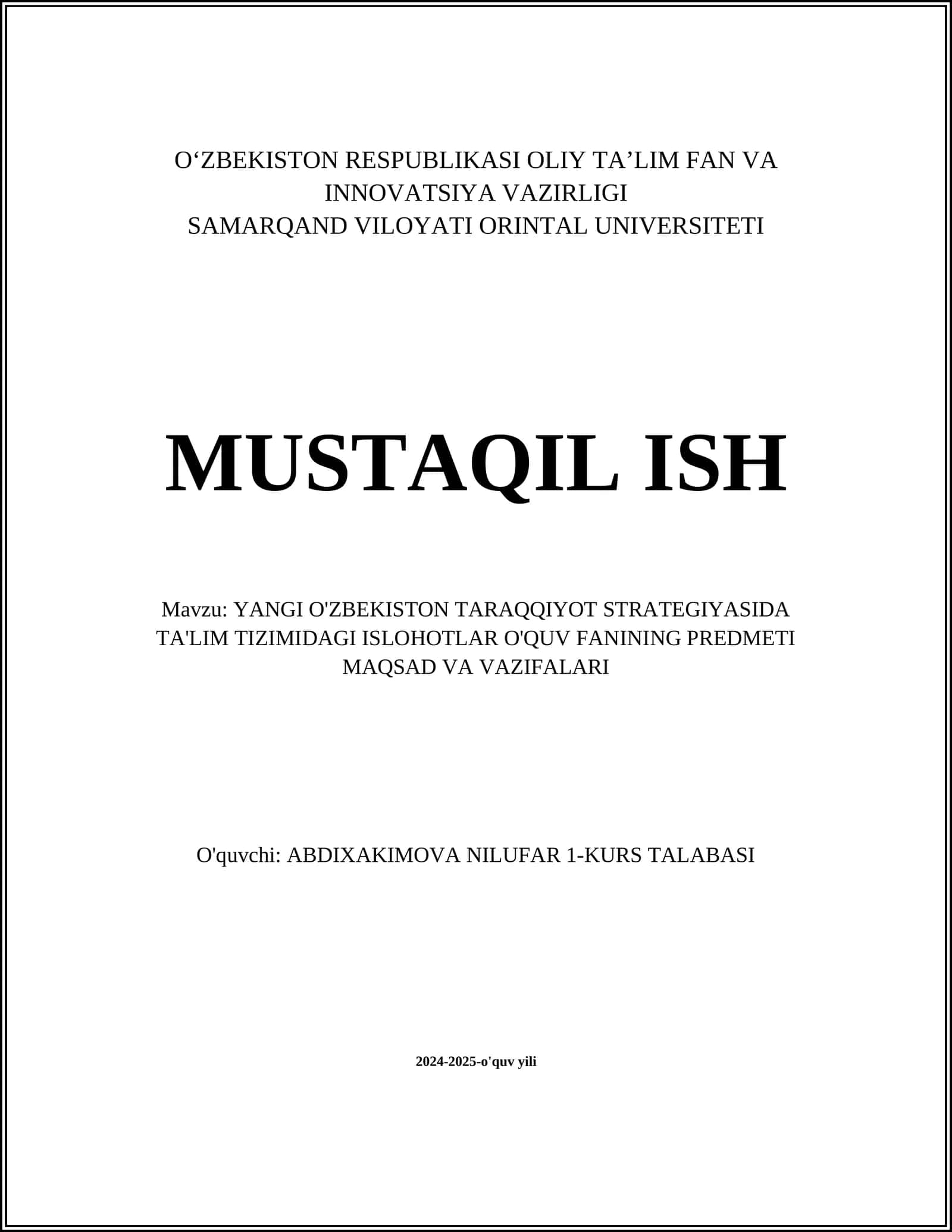 YANGI O'ZBEKISTON TARAQQIYOT STRATEGIYASI 1
