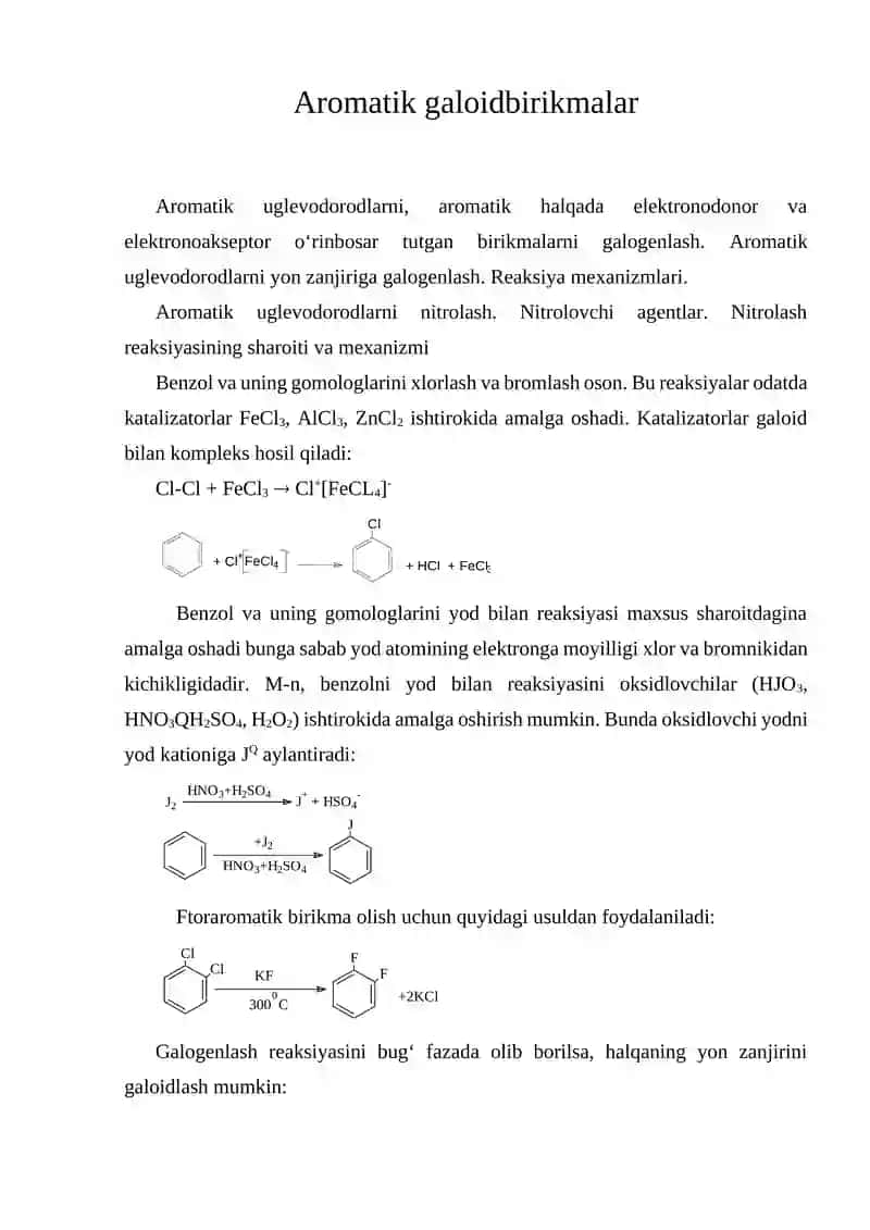 Aromatik galoidbirikmalar