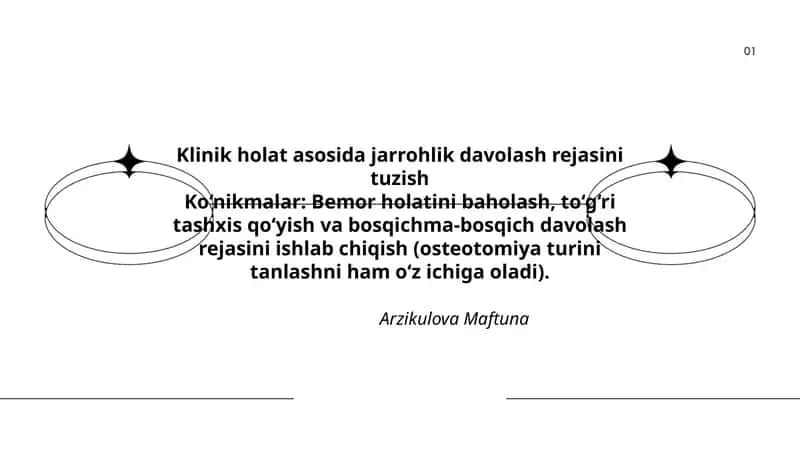 Klinik holat asosida jarrohlik davolash rejasini tuzish 1