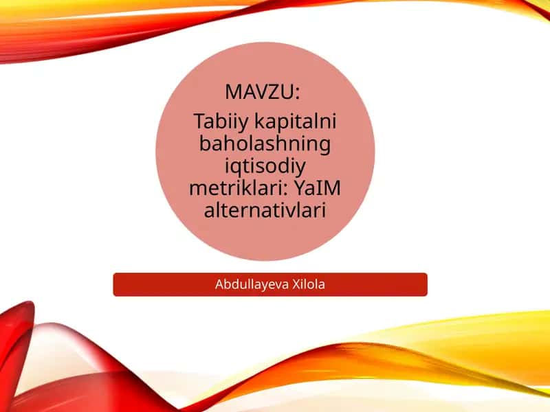 Tabiiy kapitalni baholashning iqtisodiy metriklari 1