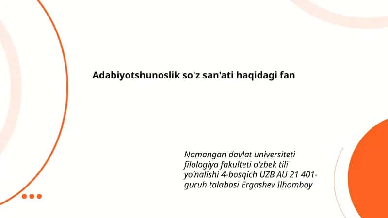Adabiyotshunoslik so'z san'ati haqidagi fan 1