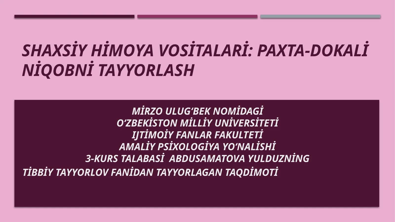 Shaxsiy himoya vositalari: Paxta-doka niqobini tayyorlash 1